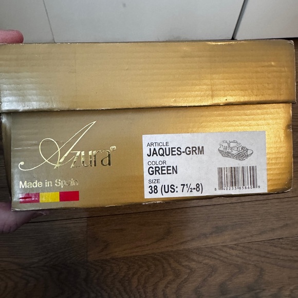 Azura Jaques GRM  Green Strappy Wedge Sandals Size 7.5-8. New. - Picture 6 of 6